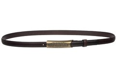3/4 Inch (19mm) Embossed Rectangular Feather Edged Skinny Stitch Leather Belt
