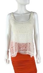 Louis Vuitton New Auth 6 US 38 FR S M Ivory Silk Sheer Dress Top Blouse Runway