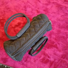 Vera Bradley Small Quilted Handbag Purse Black Unique 4 Loop Handles (458