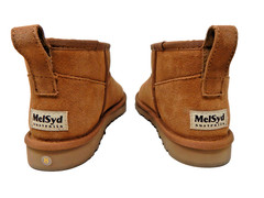Mel Syd Beige Suede/Fur Wedge Flat Ankle Boots Pull-On Sz:8 M US/38 EU Brand new