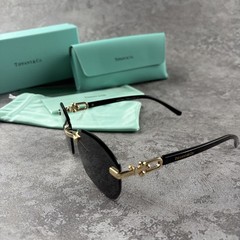 New In Box – Tiffany Rimless Sunglasses Women’s Gold Frame Blue Tinted Lenses
