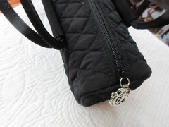 VERA BRADLEY SMALL QUILTED HANDBAG PURSE BLACK UNIQUE 4 LOOP HANDLES MICROFIBER