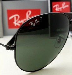 RAY-BAN Aviator Sunglasses RB 3025 002/58 58-14 Black Frames w/ Polarized Lenses
