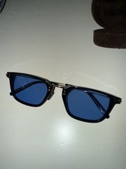 Tom Ford TF 1042-D Square Sunglasses Black Frame Blue Tinted Lenses