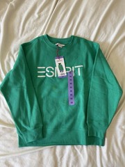 Esprit Green Logo Graphic Print Crew Neck Pullover Sweatshirt Size XS