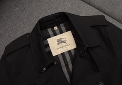 Men’s Burberry Double Breasted Black Cotton Trench Coat Jacket Size 48,US 38,S-M
