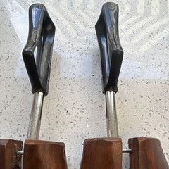 Wooden Spring Shoe Trees Pair with Metal Shafts and Black Plastic Handles