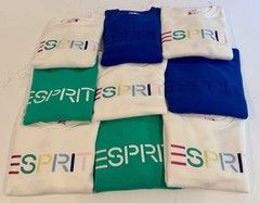 Esprit Women’s Logo-Multicolor Sweatshirt Crewneck Blue RETRO-New With Tags