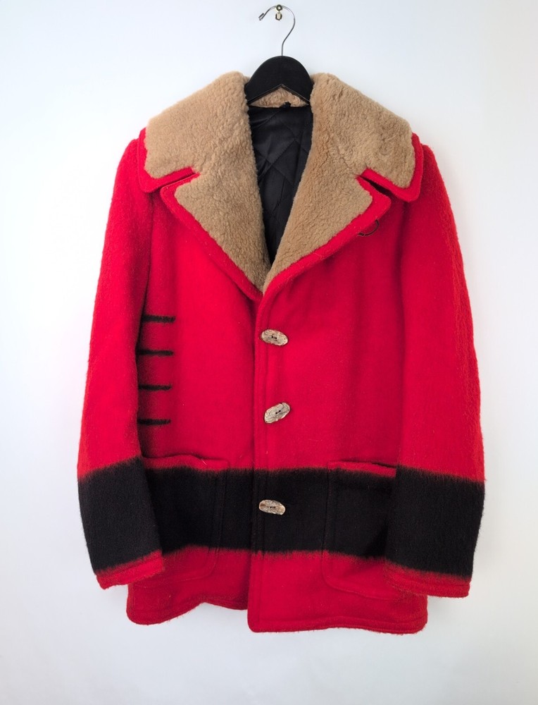 VTG DEADSTOCK HUDSON BAY x MARLBORO Men’s Sz US 38 M Red Wool Blanket Coat