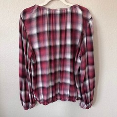 Cloth & Stone Anthropologie Plaid Bubble Hem Blouse Boho Whimsigoth