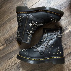 Dr. Martens 1460 Studded Chain Leather Lace Up Utility Boots Size M4 W5 EU36