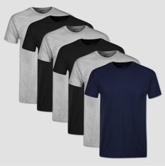 Hanes 6-pack Mens T-Shirt Moisture-Wicking Cotton Crewneck Tees Black, Gray XL
