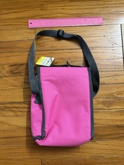 Lunch Bag Pink Gray Small Bag Hook & Loop Flap Front Pocket Strap