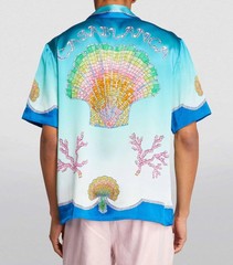 New CASABLANCA Summer Shell Print Lightweight Short Sleeve Premium Relaxed Shirt