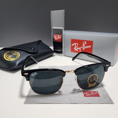 Ray-Ban RB3016 Sunglasses Clubmaster Classic Black Frame Glass Gray Lens 51 mm