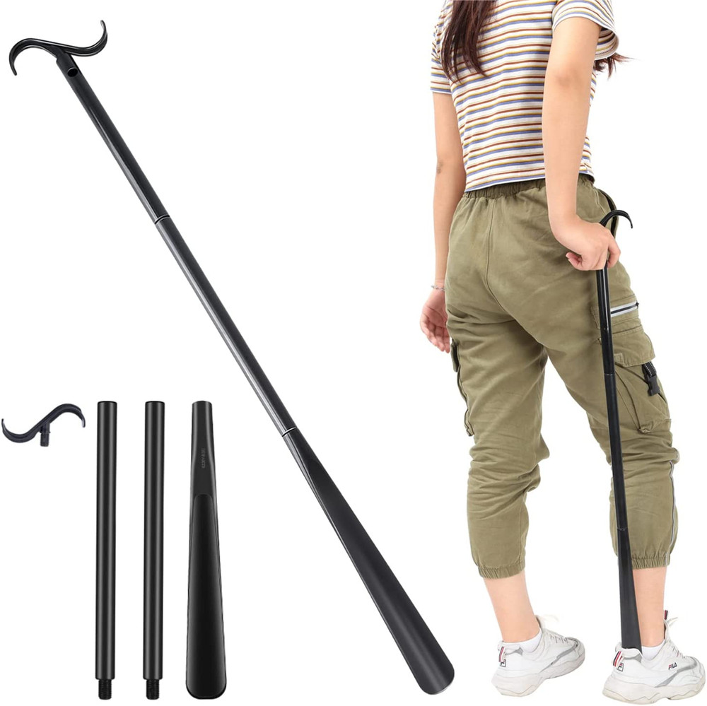 35″ Long Dressing Stick with Shoe Horn with Sock Removal Tool, Adjustable Extend
