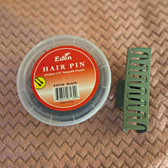 Eden Smooth Finish Hair Pin & Hair Claw Clip Black/Green Metal Plastic 03130