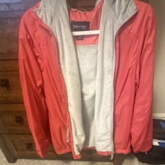 St. John’s Bay Men’s Red Hooded Jacket XL Full Zip Lined Stand-Up Collar