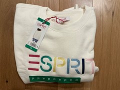NEW XL Esprit Women’s Logo Fleece Crewneck Sweatshirt Cream Viral 80’s Costco