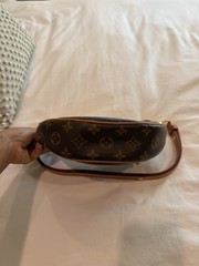 Louis Vuitton Monogram Loop Crescent Shoulder Bag Small Zip Chain Strap Brown