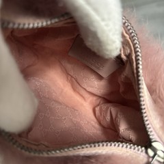 GUCCI Half Moon Loop Handle Mauve Fur Mini Clutch Bag