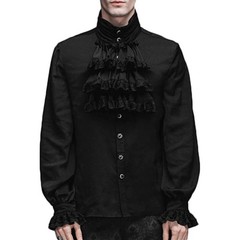 Men Vampire Victorian Renaissance Blouse Tops Gothic Ruffled Medieval Shirt