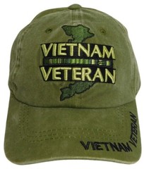 Vietnam Veteran Hat / Washed OD Green Baseball Cap OFFICIALLY LICENSED
