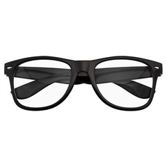 MENS WOMENS NERD BLACK GEEK GLASSES GLOSSY CLEAR LENS Clear frame sunglasses