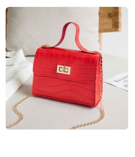 SOLIVE Girl Fancy Purse Bag – Soft Loop Handle – Italian Croc-Embossed Style Red