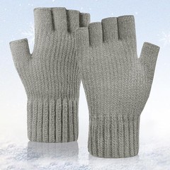 Winter Alpaca Wool Fingerless Gloves Thermal Men Knitted Half Finger Mitten Lot