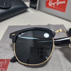 Ray-Ban RB3016 Sunglasses Clubmaster Classic Black Frame Glass Gray Lens 51 mm
