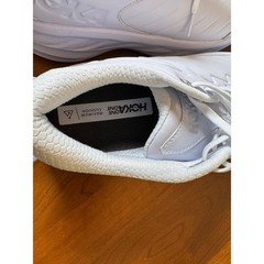 Hoka One One Bondi SR Mens White Leather Slip Resistant Walking Shoes Sneaker
