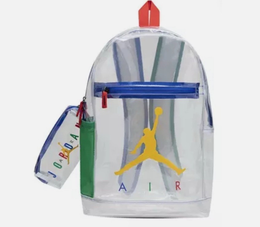 New Authentic Jordan Backpack Multicolor Clear Transparent School Limited