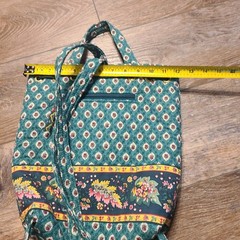 Vera Bradley Green Print Backpack Classic Drawstring w/loop handle Used