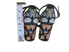 Steve Madden Embroidered Ankle Strap 3.5″ Block Heels Size 7.5 M US 38M EU
