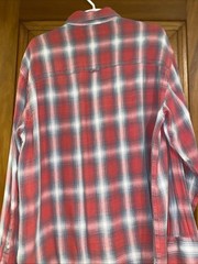 All Saints Women’s Flannel Shirt Size Small Red Plaid Long Sleeve Button Up