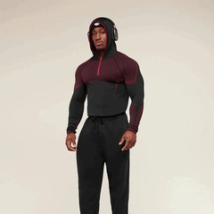 Men’s Quick Dry Compression Hoodie Long Sleeve Half Zip Gym Shirt Sports Tops