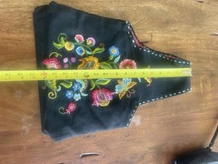 Vintage Black Floral Butterfly Hand Embroidered Cottagecore Loop Handle Purse