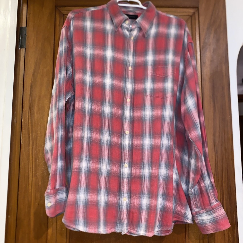 All Saints Women’s Flannel Shirt Size Small Red Plaid Long Sleeve Button Up