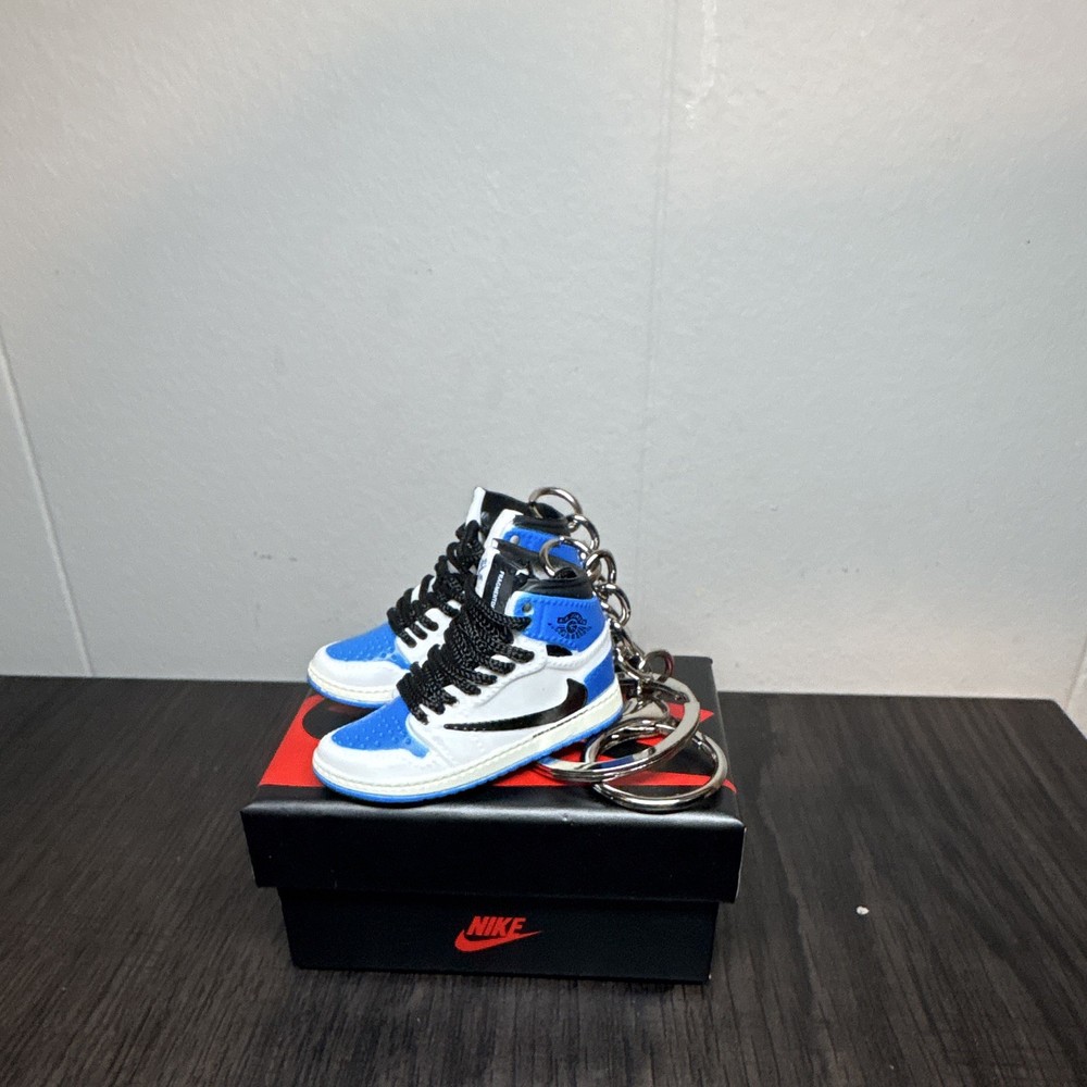 Nike Mini Sneaker Keychain Key Ring Blue/White/Black Plastic Metal Unisex