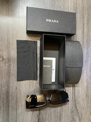 Prada Sunglasses 8297 Shiny Black/ Black lenses, Big 142 mm Frame Width, Italy