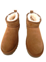 Mel Syd Beige Suede/Fur Wedge Flat Ankle Boots Pull-On Sz:8 M US/38 EU Brand new