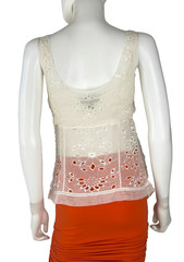 Louis Vuitton New Auth 6 US 38 FR S M Ivory Silk Sheer Dress Top Blouse Runway
