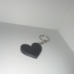 Black Heart Key Chain Keyring, Plastic & Metal, Black/Silver, Women