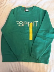Lot of 3 NWT Esprit Logo Fleece Crewneck Sweatshirt Cream Blue Green 80’s sz S