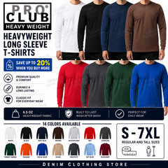 PRO CLUB MEN HEAVYWEIGHT SHIRT LONG SLEEVE PRO CLUB TEE ANY COLOR T-SHIRT S~7XL