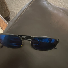 Men’s vintage Revo Black Metal Oval Sunglasses, Blue Tinted Plastic Lenses,