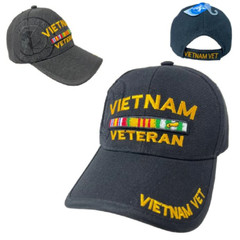 Vietnam Veteran Vet Emblem Shadow BLACK Embroidered Cap Hat