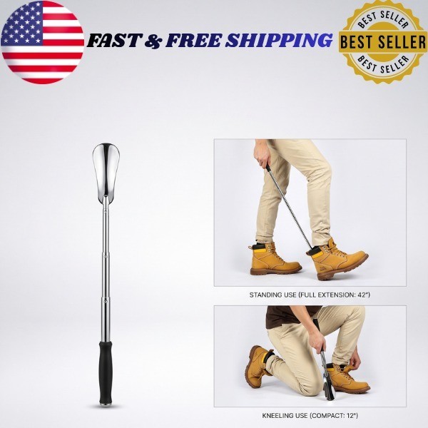 New Extra Long Handle Shoe Horn Stainless Steel Handled Metal Shoehorn Horns