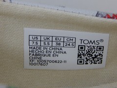 TOM CATS Light Grey Canvas Flat Slip-On Shoes Sz:7.5 M US/38 EU Brand new